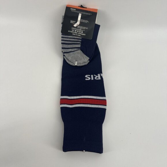 MENS New SOCCER SOCKS PARIS Logo 1 Sz Dark Blue Knee High Tall KEEPS FEET DRY! - Picture 4 of 7
